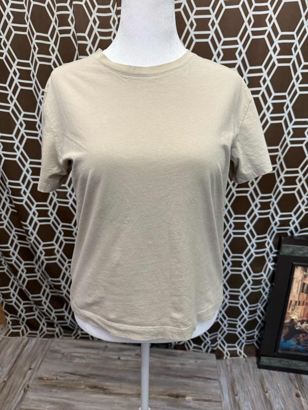 H&M Basics T-Shirt Crewneck Women’s M Beige Tan Taupe Short Sleeve 100% Cotton